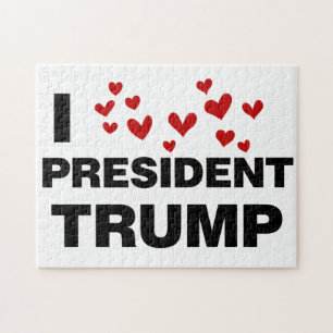 I Love President Trump Hearts Jigsaw Puzzle