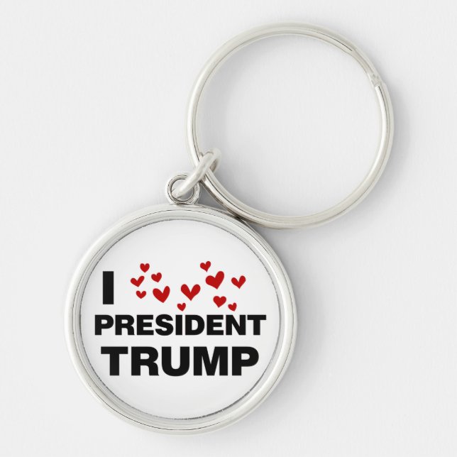 I Love President Trump Hearts Key Ring (Front)