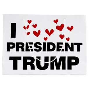 I Love President Trump Hearts Large Gift Bag