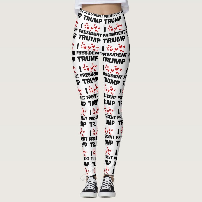 I Love President Trump Hearts Leggings (Front)