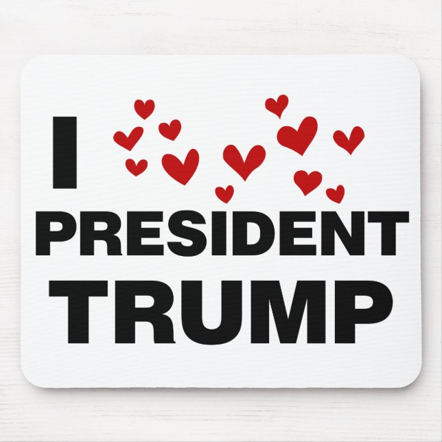 I Love President Trump Hearts Mouse Mat (Front)
