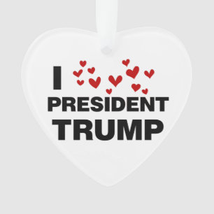 I Love President Trump Hearts Ornament