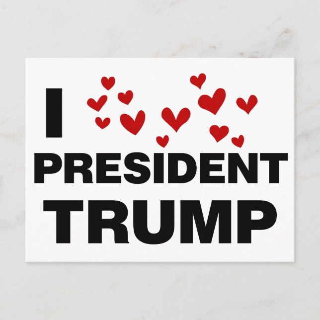 I Love President Trump Hearts Postcard (Front)