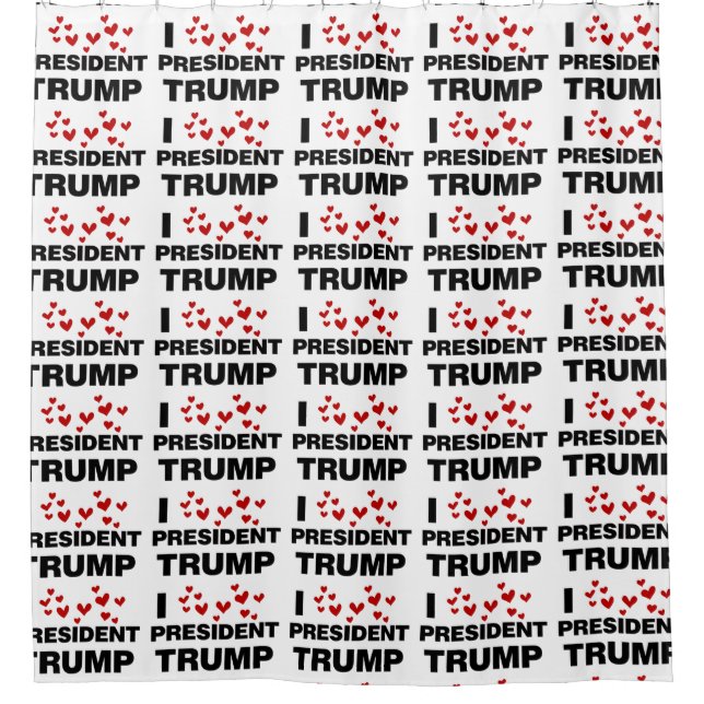 I Love President Trump Hearts Shower Curtain (Front)