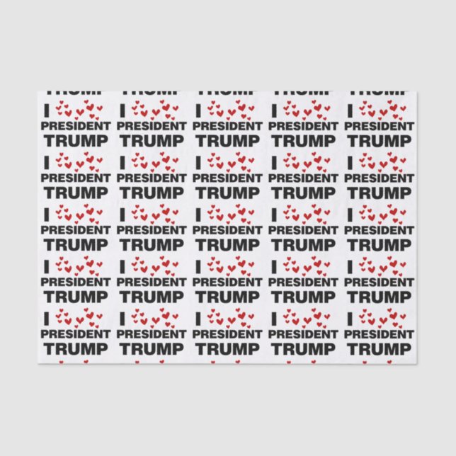 I Love President Trump Hearts Tissue Paper (Front)