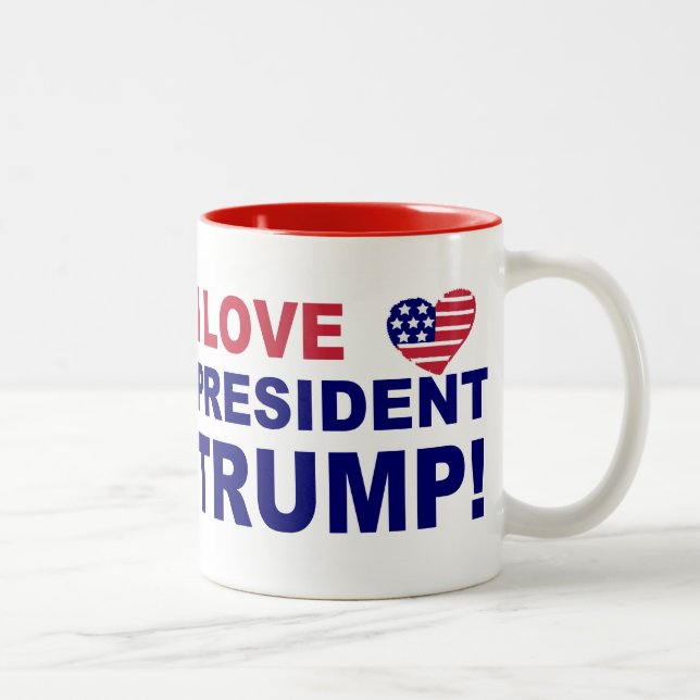 I Love President Trump Two-Tone Coffee Mug (Right)