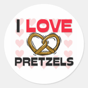 I Love Pretzels Classic Round Sticker