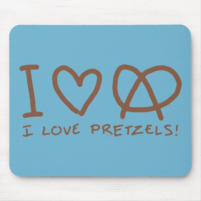 I Love Pretzels Mouse Mat (Front)