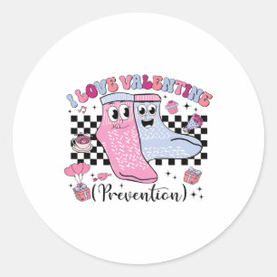 I Love Prevention Valentine Retro School Nurse Icu Classic Round Sticker