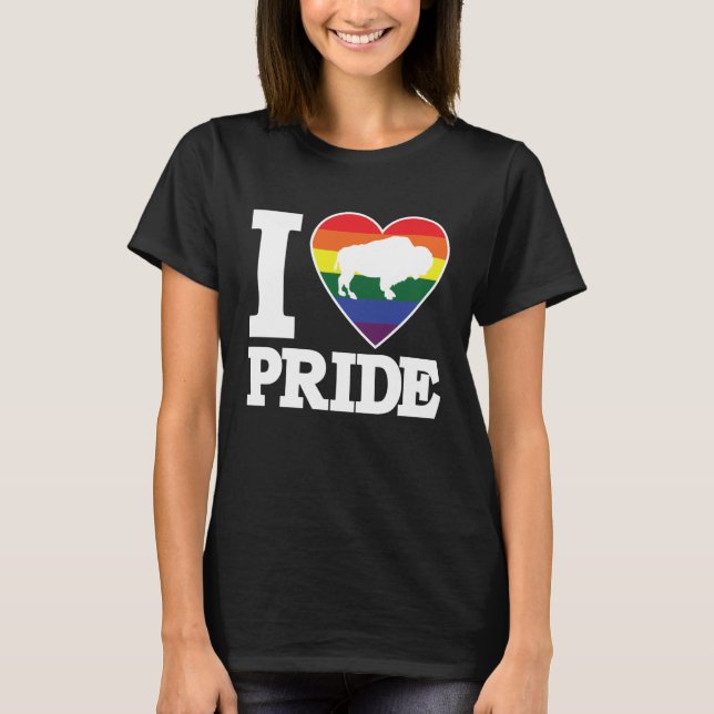 I LOVE PRIDE  Buffalo NY LGBTQ beautiful rainbow h T-Shirt (Front)