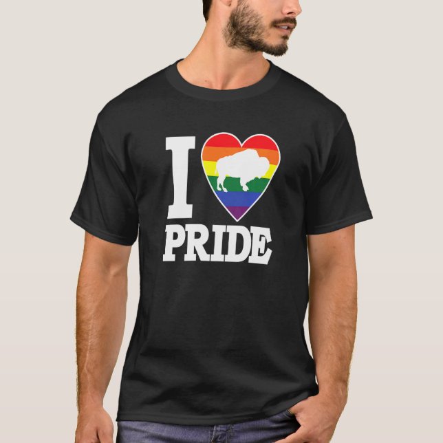 I Love Pride Buffalo Ny Lgbtq Beautiful Rainbow He T-Shirt (Front)
