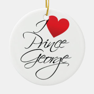 I Love Prince George, Red Heart Ceramic Tree Decoration