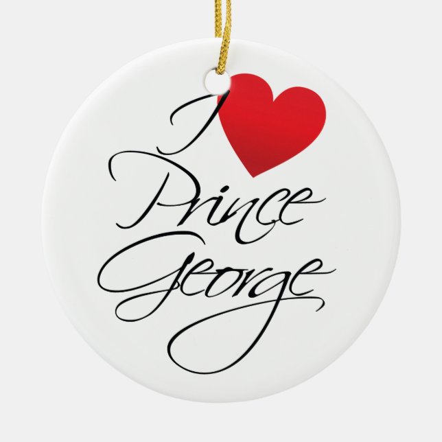 I Love Prince George, Red Heart Ceramic Tree Decoration (Front)