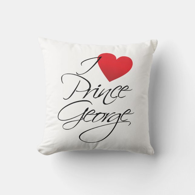 I Love Prince George, Red Heart Cushion (Front)