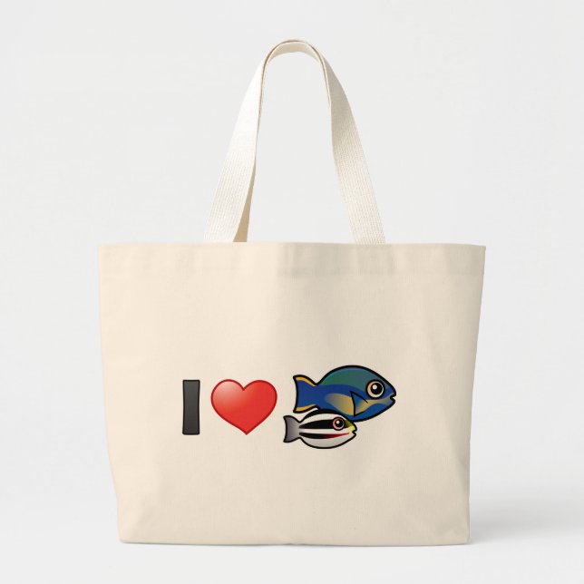 I Love Princess Parrotfish Large Tote Bag (Front)
