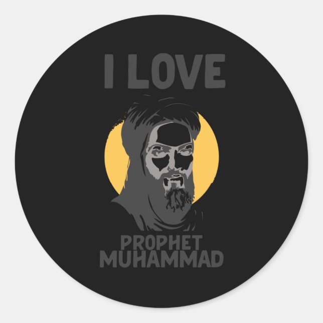 I Love Prophet Muhammad Muslim Allah Classic Round Sticker (Front)