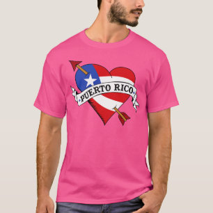 I Love Puerto Rico Flag Heart Tattoo Flash T-Shirt