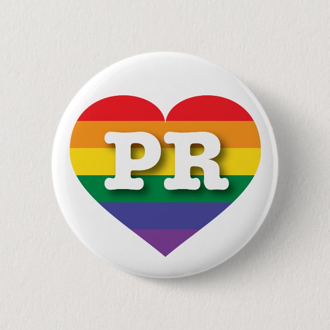 I Love Puerto Rico Rainbow Heart 6 Cm Round Badge (Front)