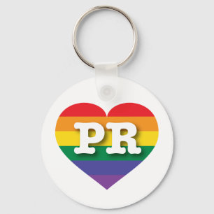 I Love Puerto Rico Rainbow Heart Key Ring