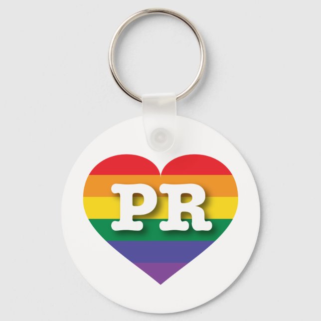 I Love Puerto Rico Rainbow Heart Key Ring (Front)