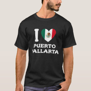 I Love Puerto Vallarta Heart Mexico Flag T-Shirt