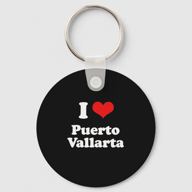 I Love Puerto Vallarta Tshirt White Tshirt Key Ring (Front)
