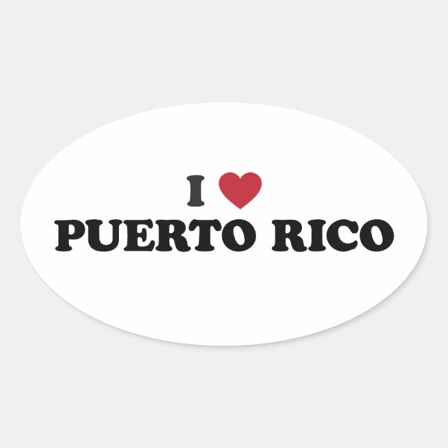 I Love Puetro Rico Oval Sticker (Front)