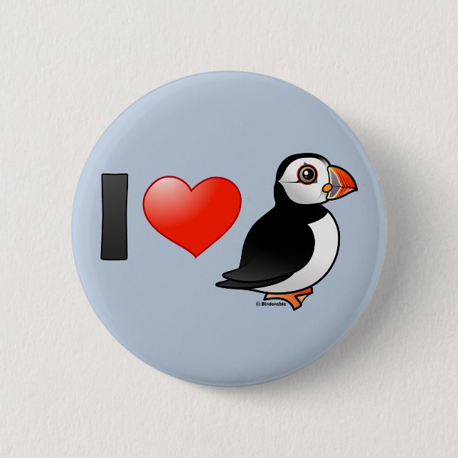 I Love Puffins 6 Cm Round Badge (Front)