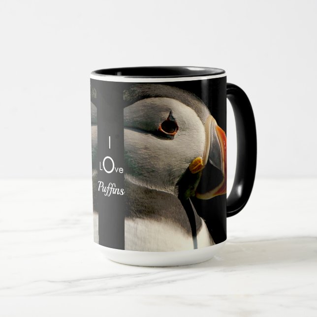 I Love Puffins Bird Wildlife Birthday Coffee Mug (Front Right)