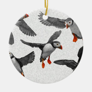 I Love Puffins! Ceramic Tree Decoration