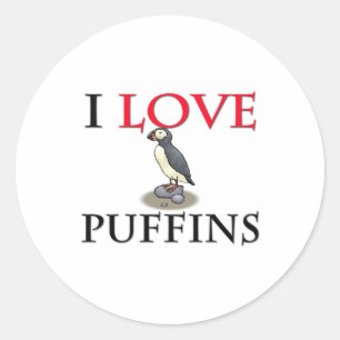 I Love Puffins Classic Round Sticker