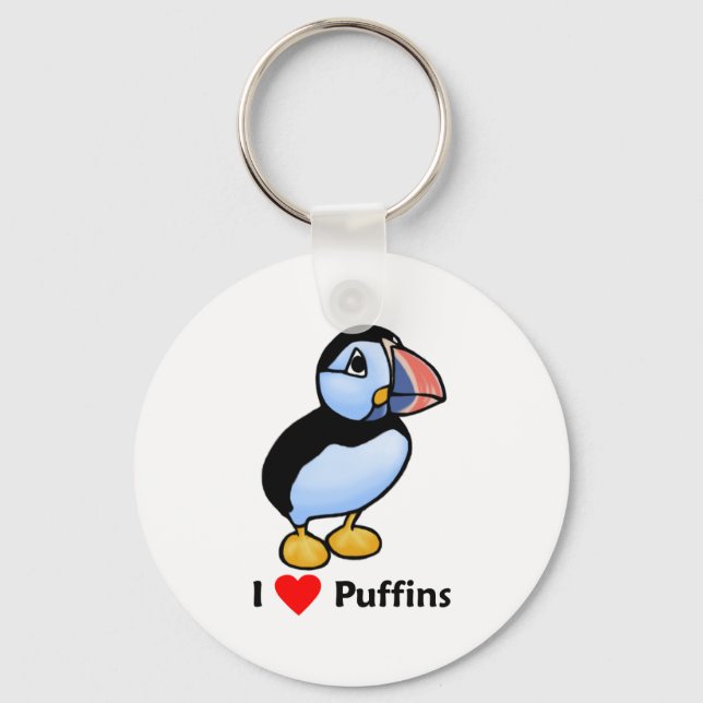 I love Puffins Key Ring (Front)