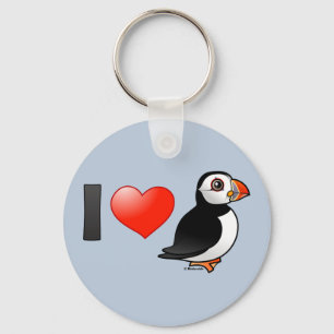 I Love Puffins Key Ring