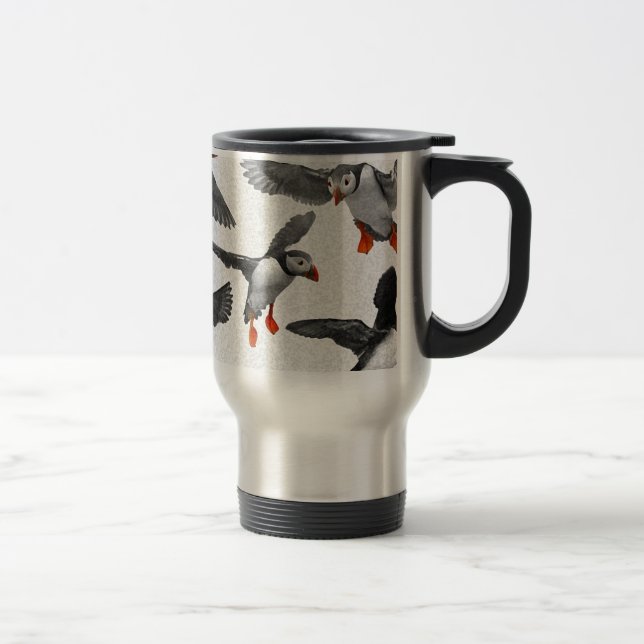 I Love Puffins! Travel Mug (Right)