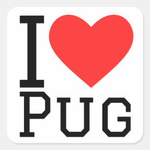 I love pug square sticker