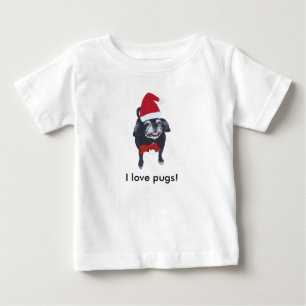 I love pugs Christmas pug shirt for toddlers