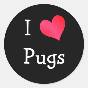 I Love Pugs Classic Round Sticker
