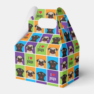 I Love Pugs Colour Squares Party Gift Box
