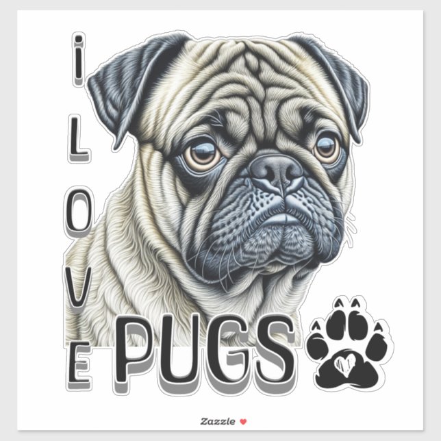 I Love Pugs | Cute Dog Owners (Sheet)