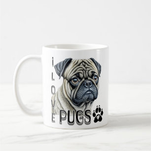 I Love Pugs Cute Dog Owners Coffee Mug