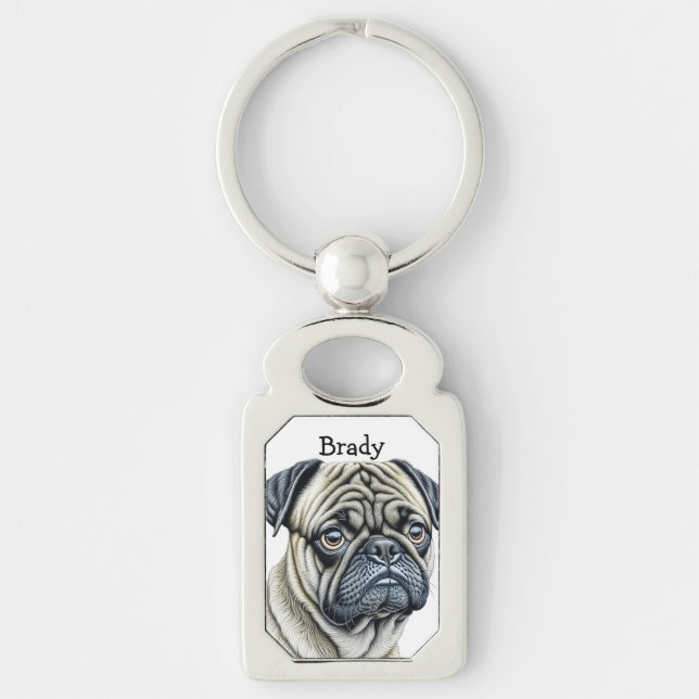 I Love Pugs | Cute Dog Owners Personalised Key Ring (Front)