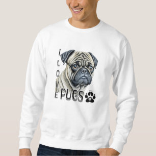 I Love Pugs Cute Dog Owners Sweatshirt