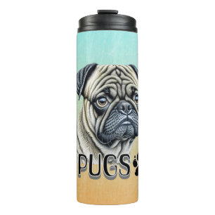 I Love Pugs Cute Dog Owners Thermal Tumbler