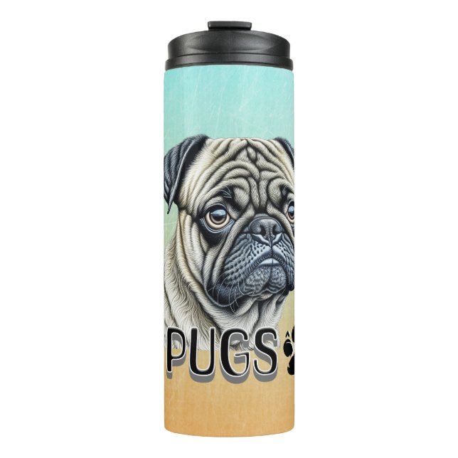I Love Pugs | Cute Dog Owners Thermal Tumbler (Front)