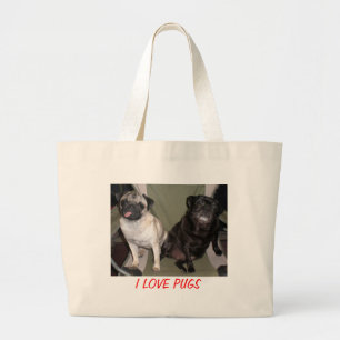 I LOVE PUGS LARGE TOTE BAG