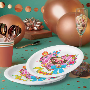 I Love Pugs! Paper Plates