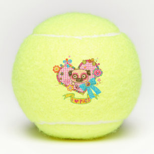 I Love Pugs! Tennis Balls