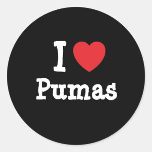 I love Pumas heart custom personalised Classic Round Sticker