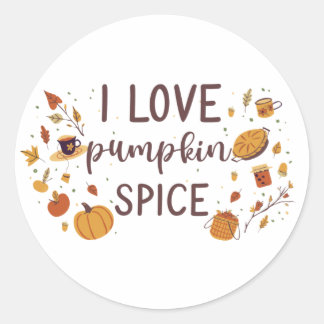 I Love Pumpkin Spice Classic Round Sticker