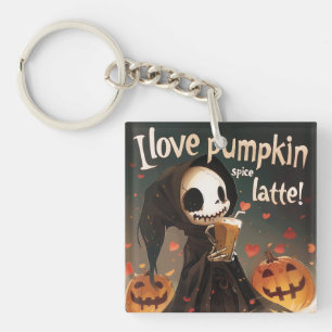 I Love Pumpkin Spice Latte Digital Art Key Ring